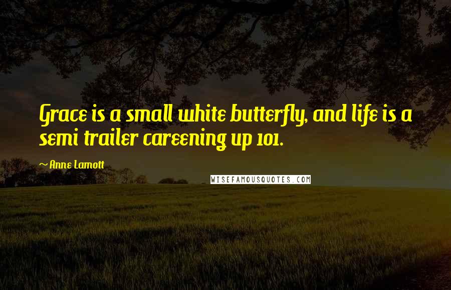 Anne Lamott Quotes: Grace is a small white butterfly, and life is a semi trailer careening up 101.