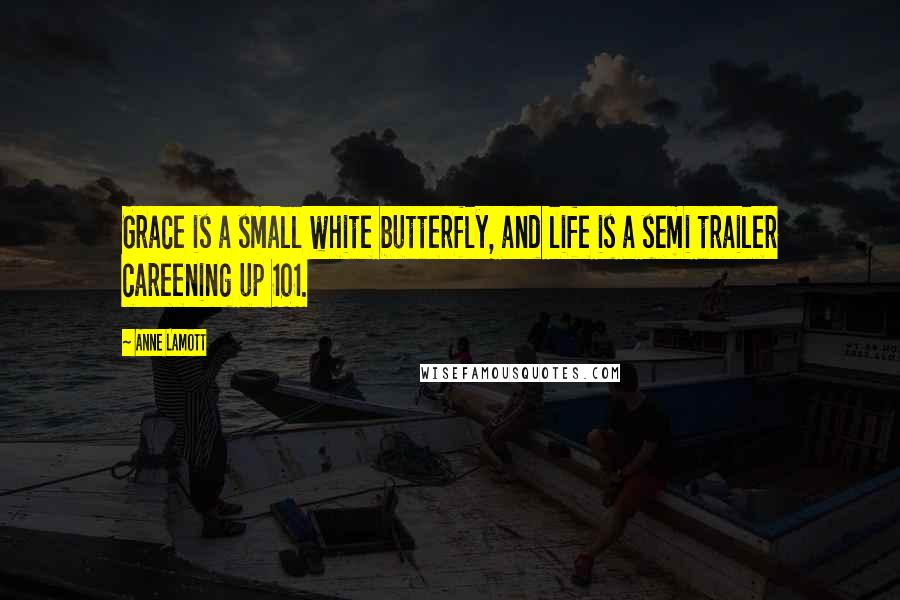 Anne Lamott Quotes: Grace is a small white butterfly, and life is a semi trailer careening up 101.