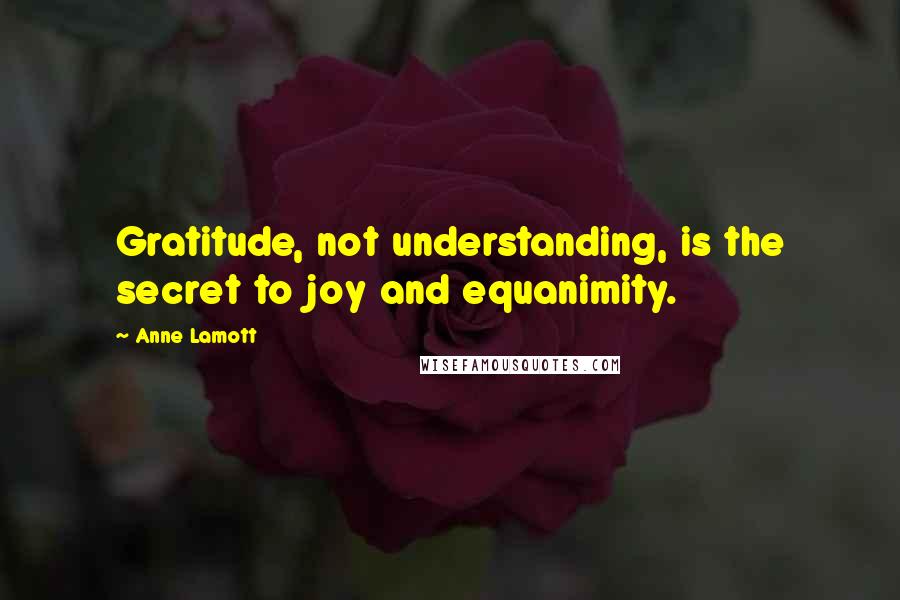 Anne Lamott Quotes: Gratitude, not understanding, is the secret to joy and equanimity.