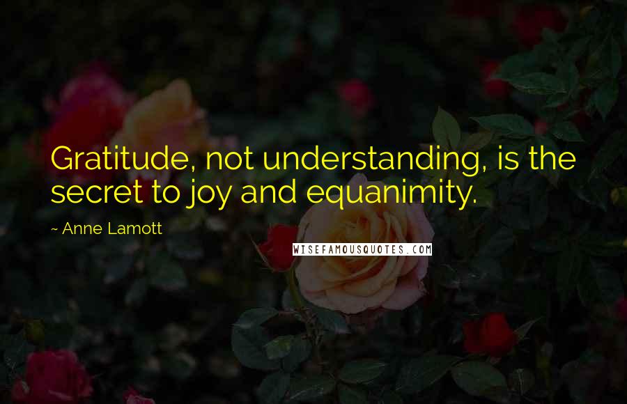 Anne Lamott Quotes: Gratitude, not understanding, is the secret to joy and equanimity.