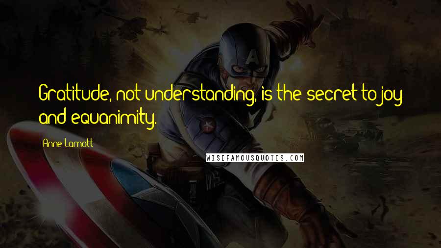 Anne Lamott Quotes: Gratitude, not understanding, is the secret to joy and equanimity.