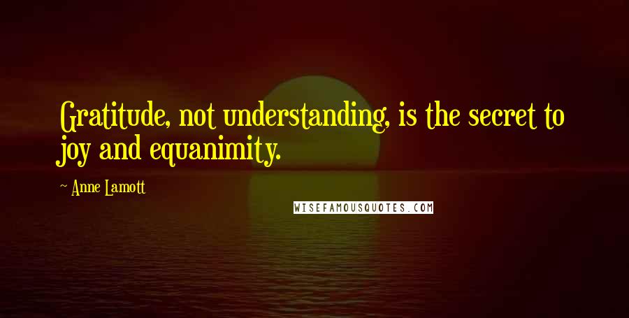 Anne Lamott Quotes: Gratitude, not understanding, is the secret to joy and equanimity.