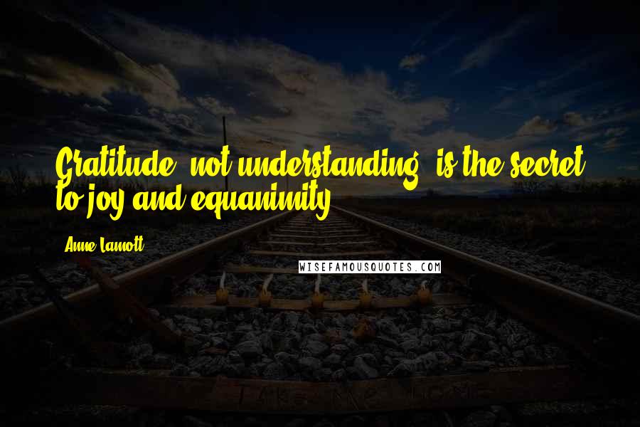 Anne Lamott Quotes: Gratitude, not understanding, is the secret to joy and equanimity.