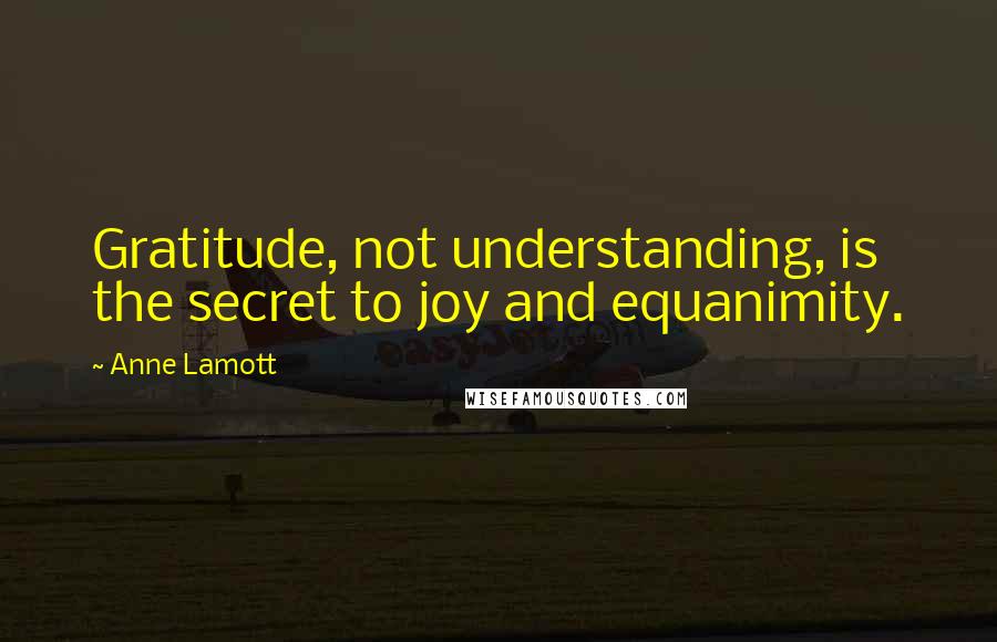 Anne Lamott Quotes: Gratitude, not understanding, is the secret to joy and equanimity.