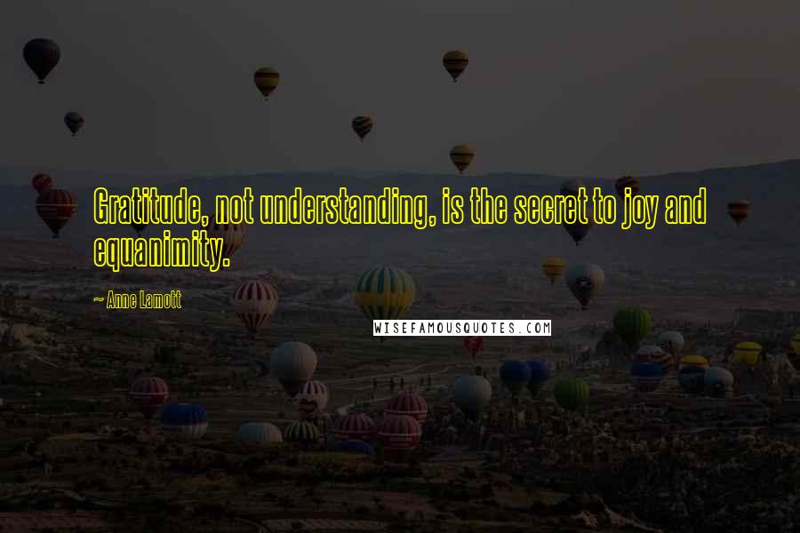 Anne Lamott Quotes: Gratitude, not understanding, is the secret to joy and equanimity.