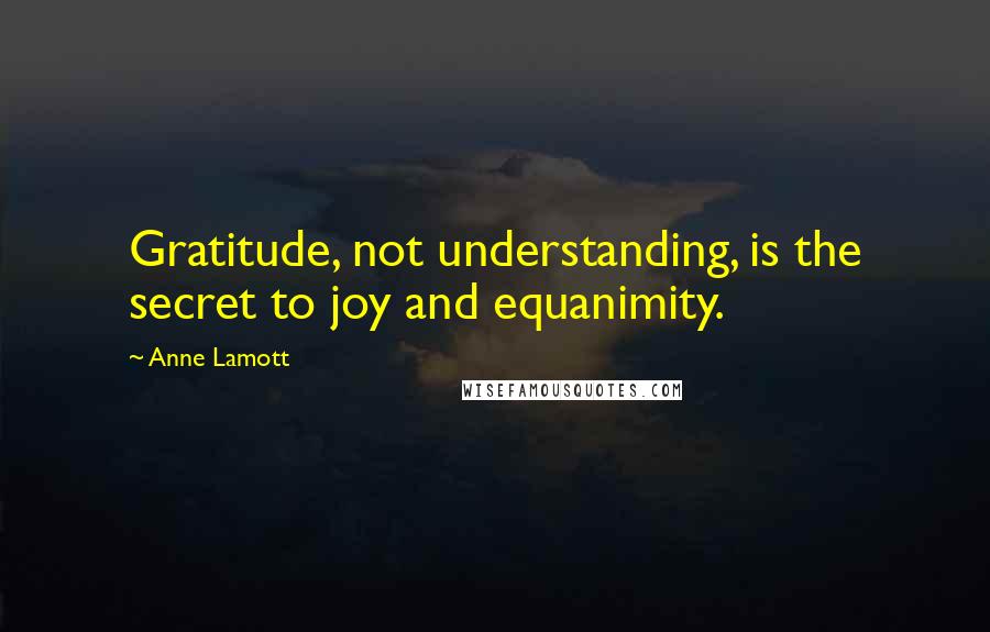 Anne Lamott Quotes: Gratitude, not understanding, is the secret to joy and equanimity.