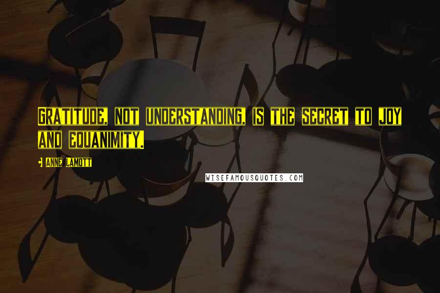 Anne Lamott Quotes: Gratitude, not understanding, is the secret to joy and equanimity.