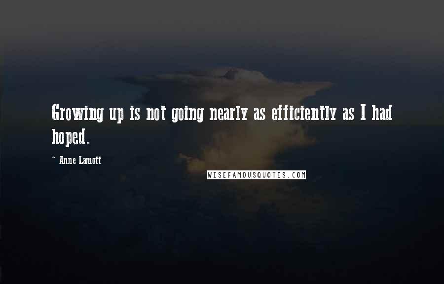 Anne Lamott Quotes: Growing up is not going nearly as efficiently as I had hoped.