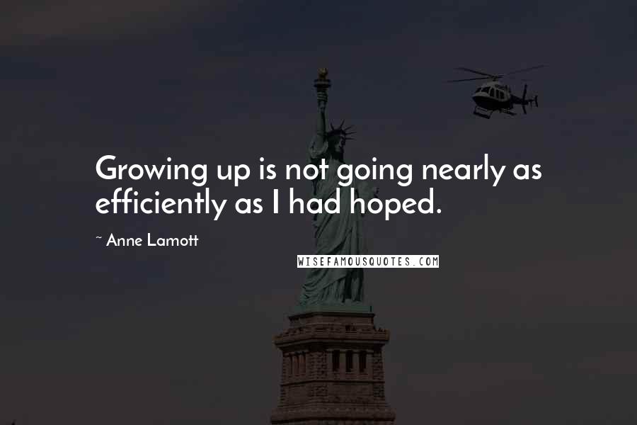 Anne Lamott Quotes: Growing up is not going nearly as efficiently as I had hoped.