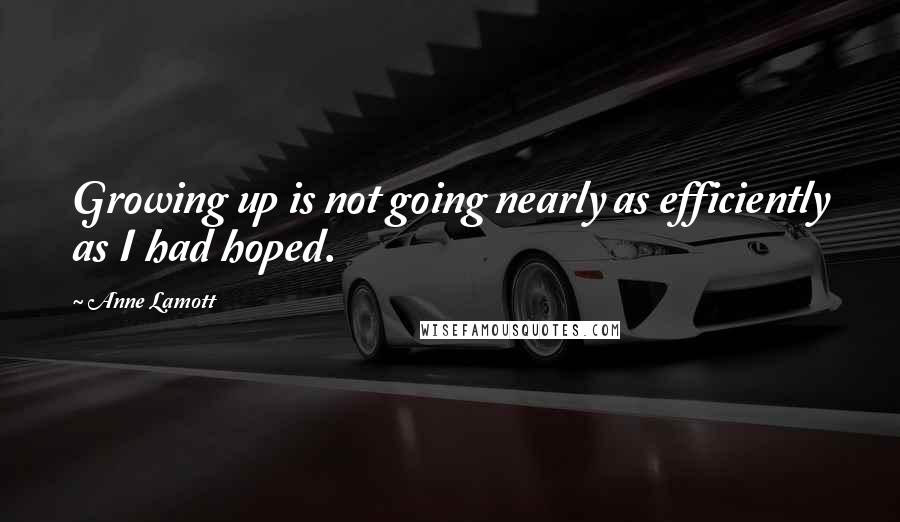 Anne Lamott Quotes: Growing up is not going nearly as efficiently as I had hoped.