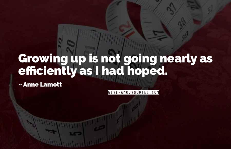 Anne Lamott Quotes: Growing up is not going nearly as efficiently as I had hoped.