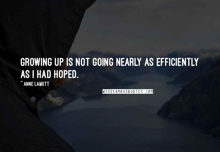 Anne Lamott Quotes: Growing up is not going nearly as efficiently as I had hoped.