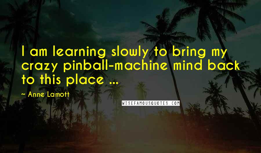 Anne Lamott Quotes: I am learning slowly to bring my crazy pinball-machine mind back to this place ...