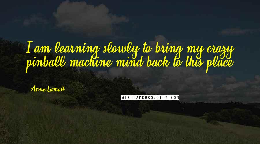 Anne Lamott Quotes: I am learning slowly to bring my crazy pinball-machine mind back to this place ...