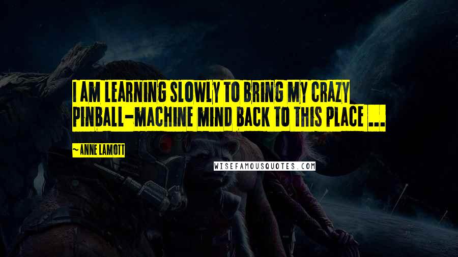 Anne Lamott Quotes: I am learning slowly to bring my crazy pinball-machine mind back to this place ...