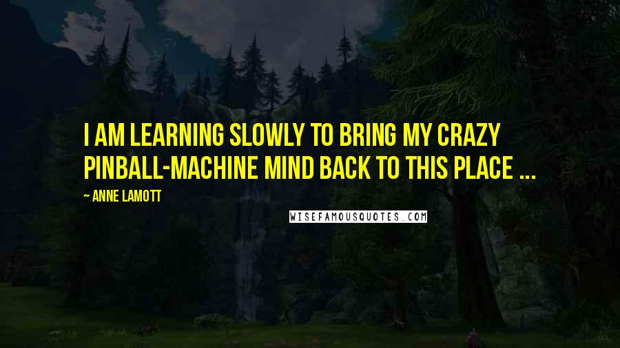 Anne Lamott Quotes: I am learning slowly to bring my crazy pinball-machine mind back to this place ...