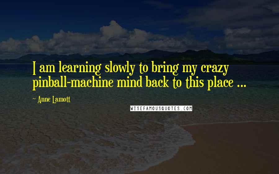 Anne Lamott Quotes: I am learning slowly to bring my crazy pinball-machine mind back to this place ...