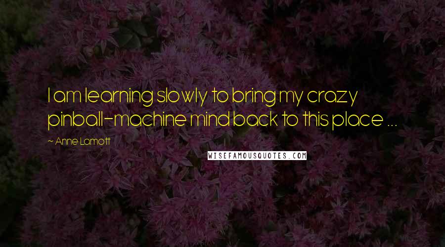 Anne Lamott Quotes: I am learning slowly to bring my crazy pinball-machine mind back to this place ...