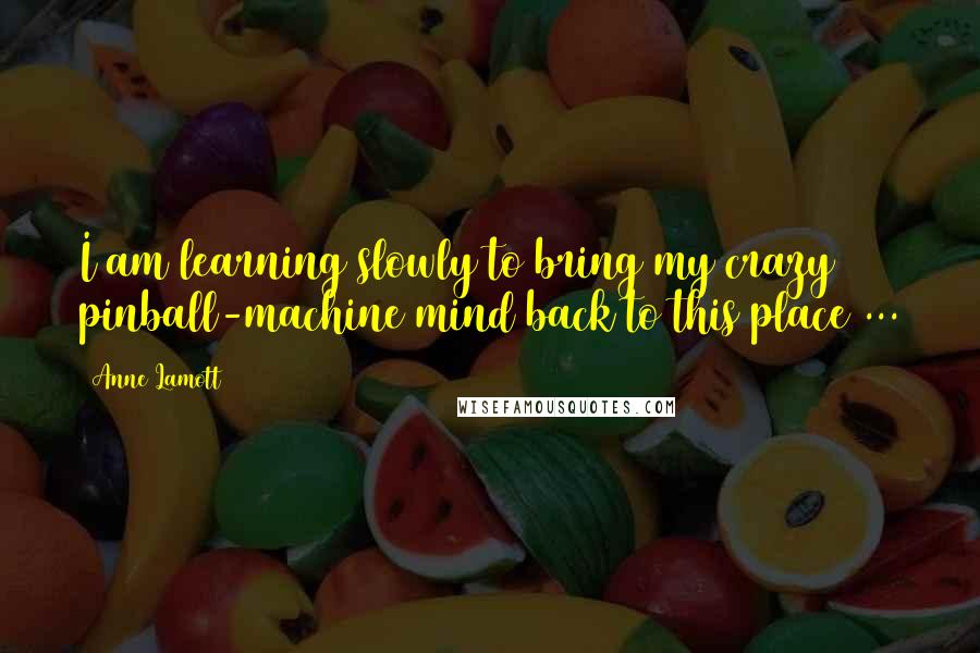 Anne Lamott Quotes: I am learning slowly to bring my crazy pinball-machine mind back to this place ...