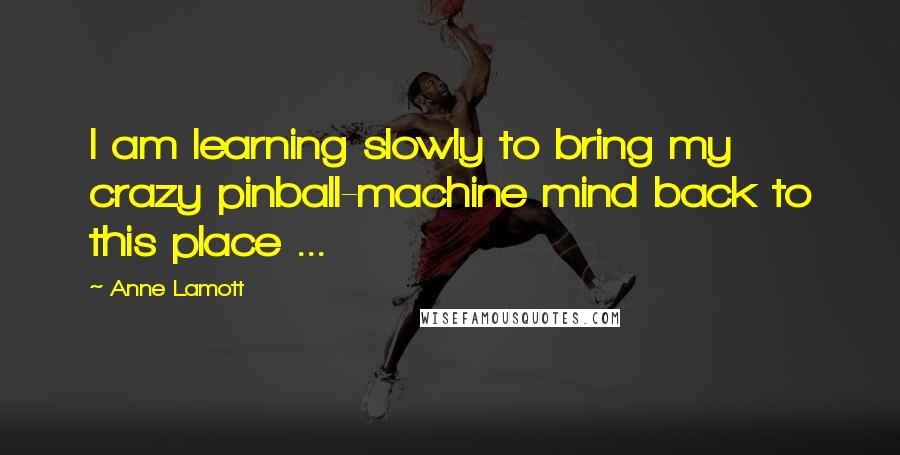 Anne Lamott Quotes: I am learning slowly to bring my crazy pinball-machine mind back to this place ...