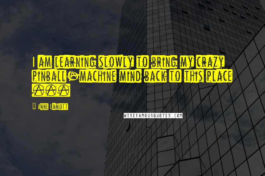 Anne Lamott Quotes: I am learning slowly to bring my crazy pinball-machine mind back to this place ...
