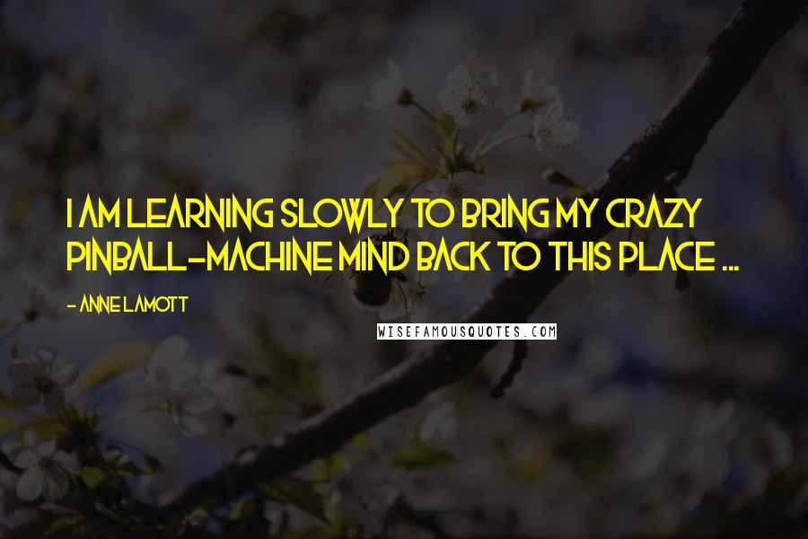 Anne Lamott Quotes: I am learning slowly to bring my crazy pinball-machine mind back to this place ...