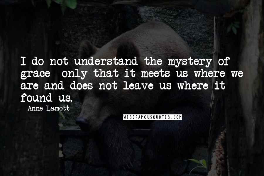 Anne Lamott Quotes: I do not understand the mystery of grace  only that it meets us where we are and does not leave us where it found us.