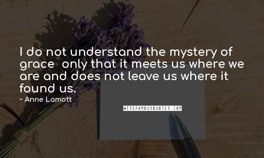 Anne Lamott Quotes: I do not understand the mystery of grace  only that it meets us where we are and does not leave us where it found us.