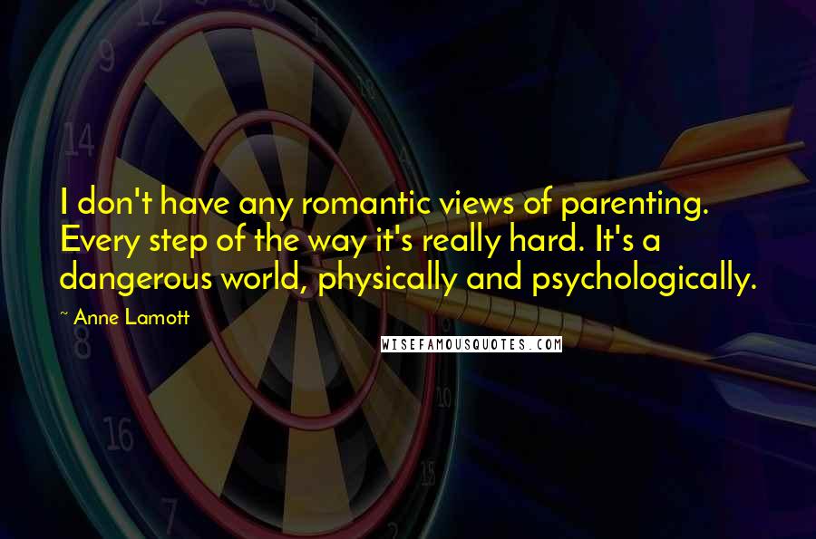 Anne Lamott Quotes: I don't have any romantic views of parenting. Every step of the way it's really hard. It's a dangerous world, physically and psychologically.