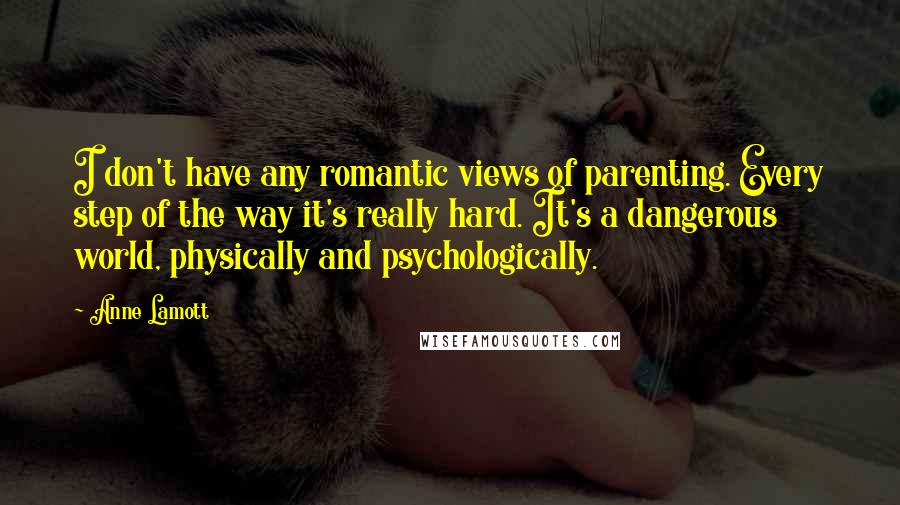 Anne Lamott Quotes: I don't have any romantic views of parenting. Every step of the way it's really hard. It's a dangerous world, physically and psychologically.