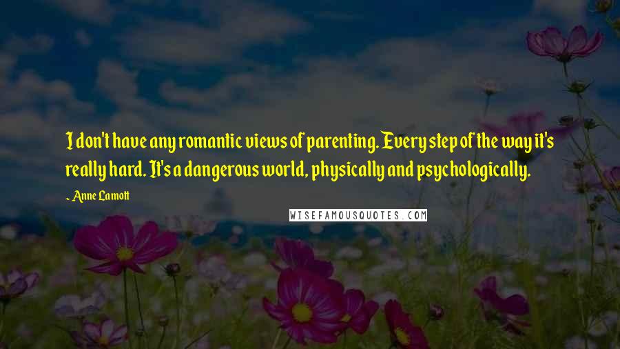 Anne Lamott Quotes: I don't have any romantic views of parenting. Every step of the way it's really hard. It's a dangerous world, physically and psychologically.