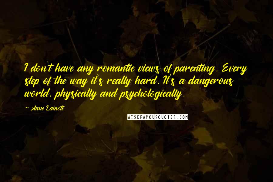 Anne Lamott Quotes: I don't have any romantic views of parenting. Every step of the way it's really hard. It's a dangerous world, physically and psychologically.