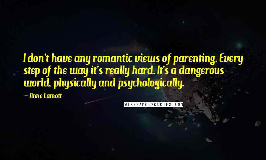 Anne Lamott Quotes: I don't have any romantic views of parenting. Every step of the way it's really hard. It's a dangerous world, physically and psychologically.