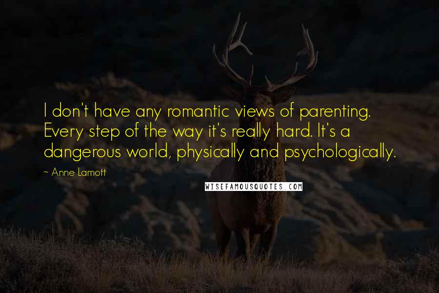 Anne Lamott Quotes: I don't have any romantic views of parenting. Every step of the way it's really hard. It's a dangerous world, physically and psychologically.