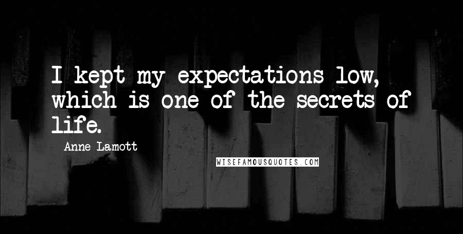 Anne Lamott Quotes: I kept my expectations low, which is one of the secrets of life.