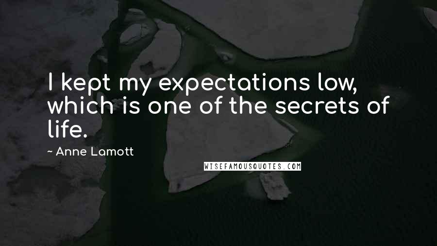 Anne Lamott Quotes: I kept my expectations low, which is one of the secrets of life.