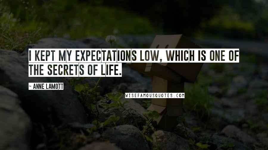 Anne Lamott Quotes: I kept my expectations low, which is one of the secrets of life.