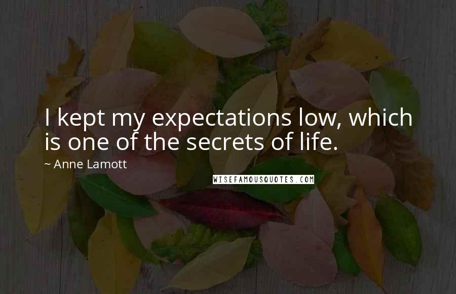 Anne Lamott Quotes: I kept my expectations low, which is one of the secrets of life.
