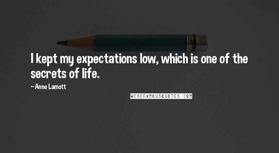 Anne Lamott Quotes: I kept my expectations low, which is one of the secrets of life.