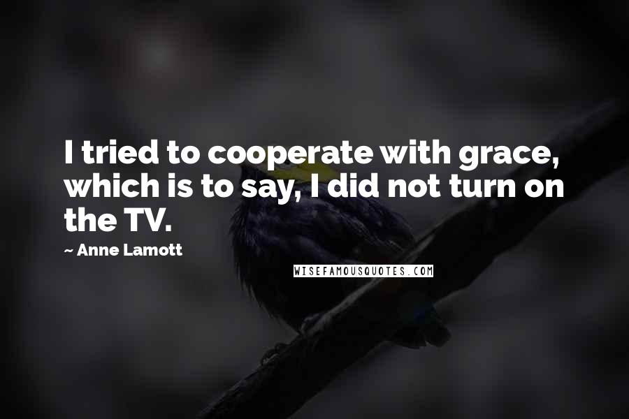 Anne Lamott Quotes: I tried to cooperate with grace, which is to say, I did not turn on the TV.