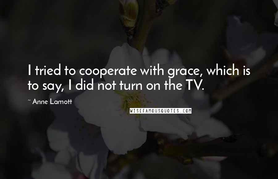 Anne Lamott Quotes: I tried to cooperate with grace, which is to say, I did not turn on the TV.