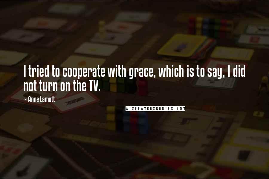 Anne Lamott Quotes: I tried to cooperate with grace, which is to say, I did not turn on the TV.