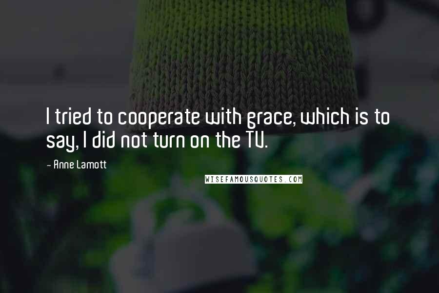 Anne Lamott Quotes: I tried to cooperate with grace, which is to say, I did not turn on the TV.