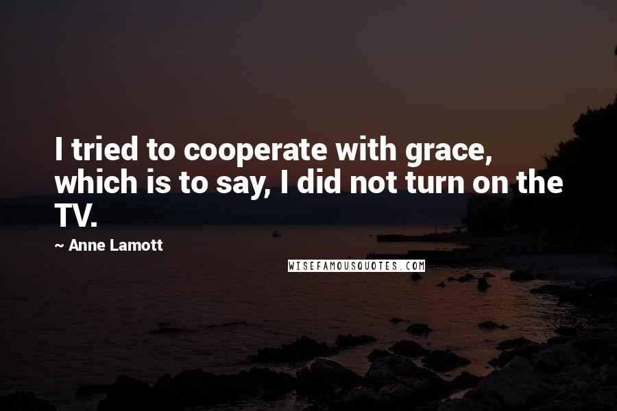 Anne Lamott Quotes: I tried to cooperate with grace, which is to say, I did not turn on the TV.