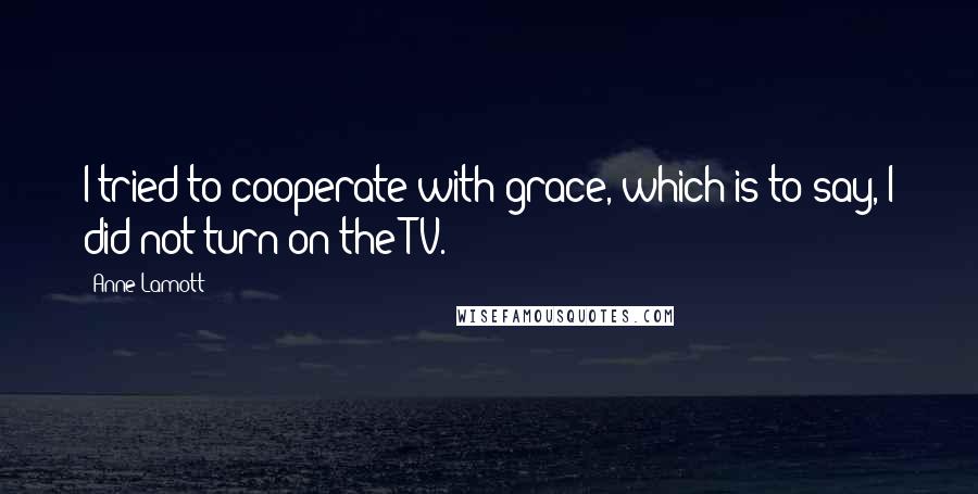 Anne Lamott Quotes: I tried to cooperate with grace, which is to say, I did not turn on the TV.