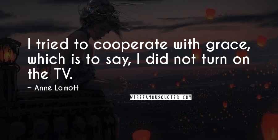 Anne Lamott Quotes: I tried to cooperate with grace, which is to say, I did not turn on the TV.