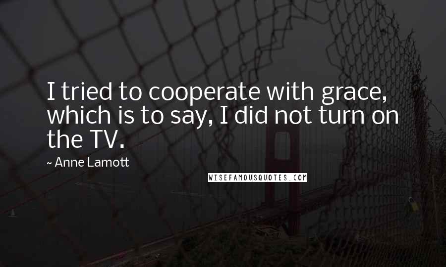 Anne Lamott Quotes: I tried to cooperate with grace, which is to say, I did not turn on the TV.