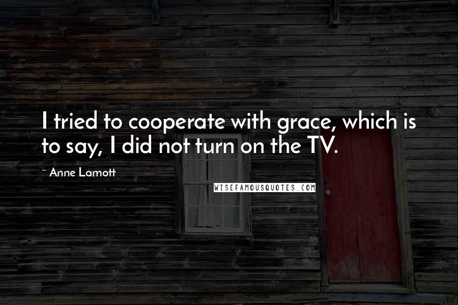 Anne Lamott Quotes: I tried to cooperate with grace, which is to say, I did not turn on the TV.