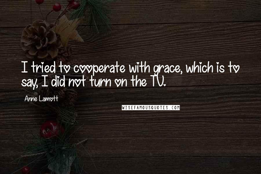 Anne Lamott Quotes: I tried to cooperate with grace, which is to say, I did not turn on the TV.