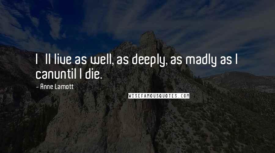 Anne Lamott Quotes: I'll live as well, as deeply, as madly as I canuntil I die.